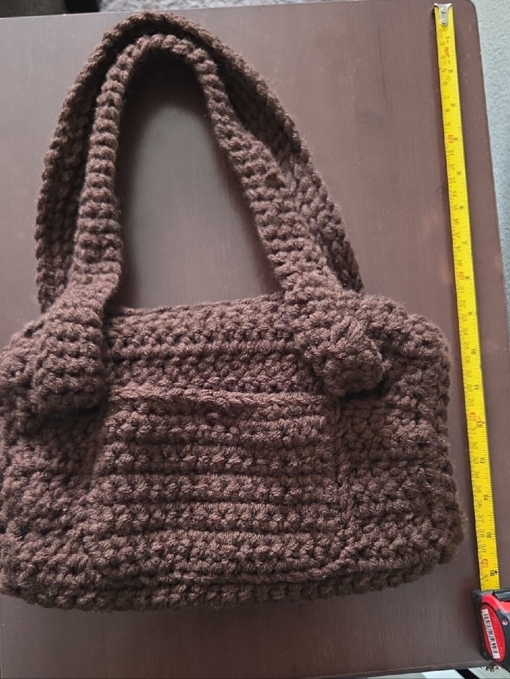Handcrafted Brown Crochet Shoulder Bag